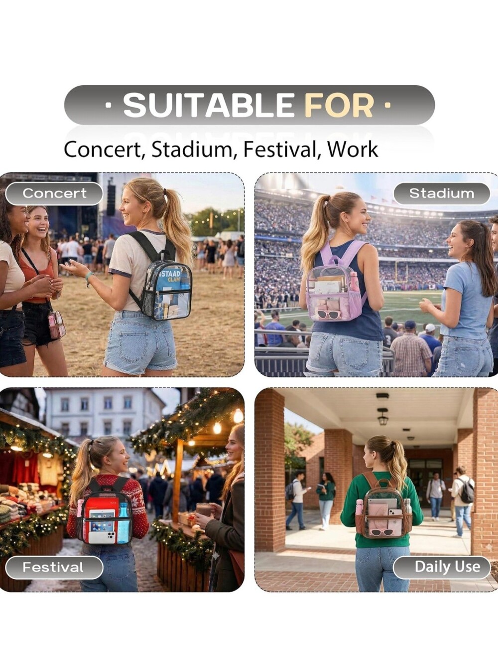 Clear Transparent Backpack - Picture 2 of 6